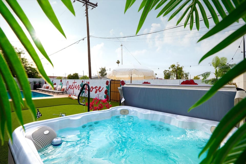 Your personal slice of paradise. The hot tub is the perfect spot to relax!