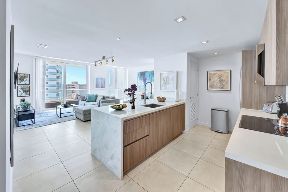 View upon entering the PH suite. Open concept layout.