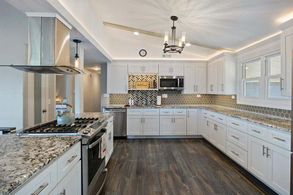 Modern kitchen equipped for all of your dining needs.