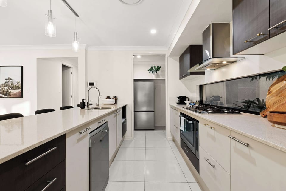 Brand-new, full-size fridge freezer offering ample storage space to keep your groceries fresh and organised throughout your stay.