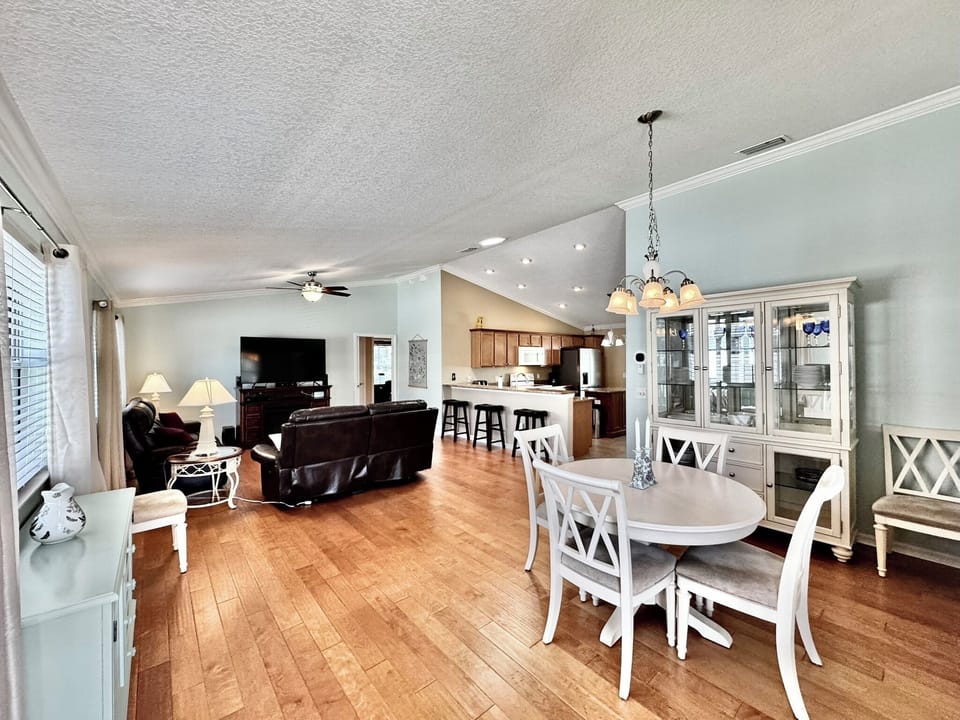 Open Concept: Dining, Living Room and Kitchen