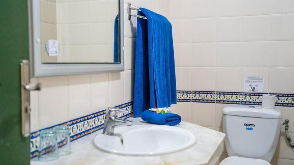 Single Room city view | Bathroom | Shower, hair dryer, towels, soap