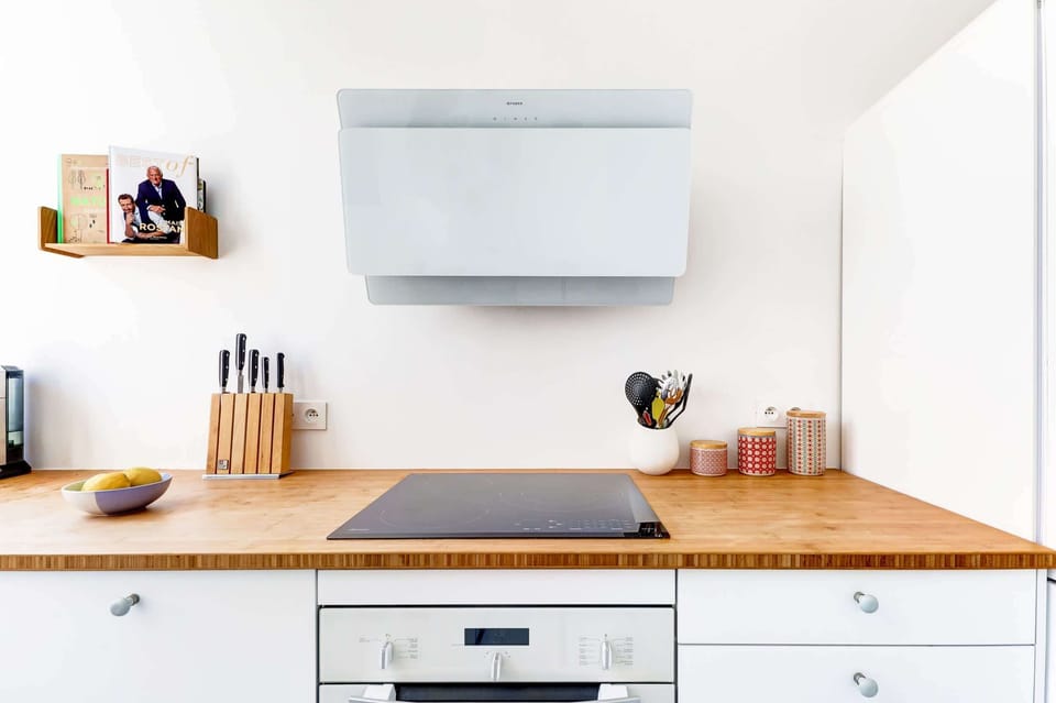 The kitchen is fully equipped to prepare a simple meal 