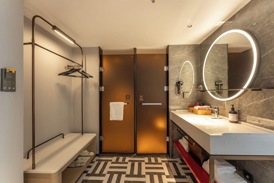 Shower, free toiletries, hair dryer, slippers
