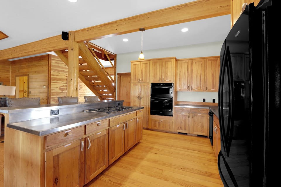 Looking the length of the kitchen from the right side.