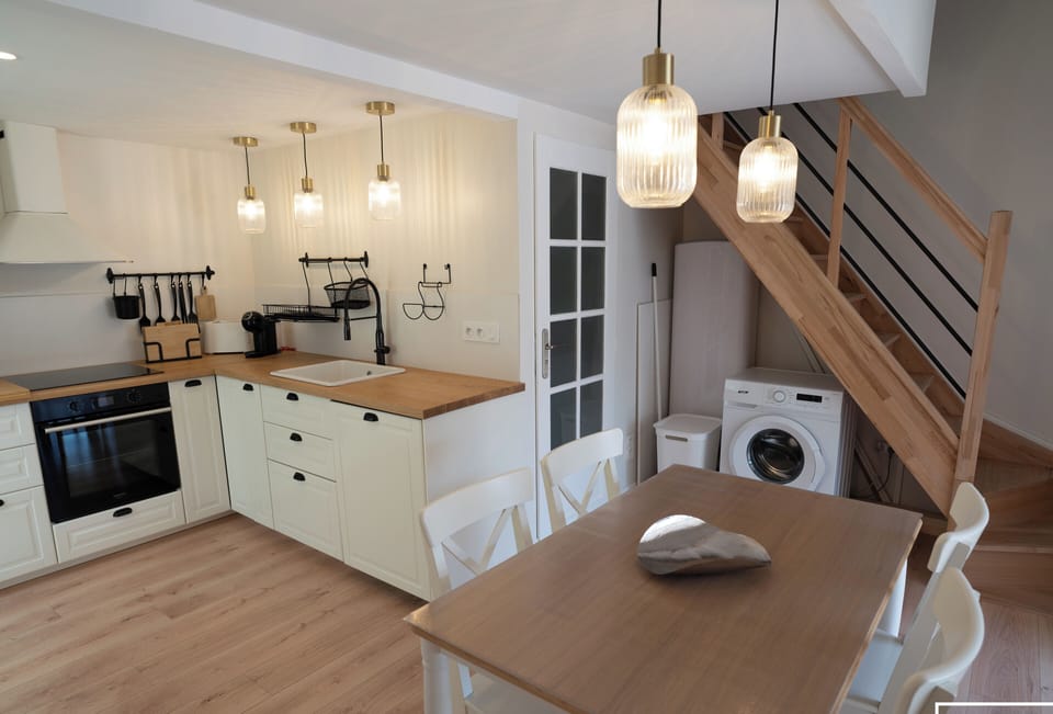Large living room with open kitchen