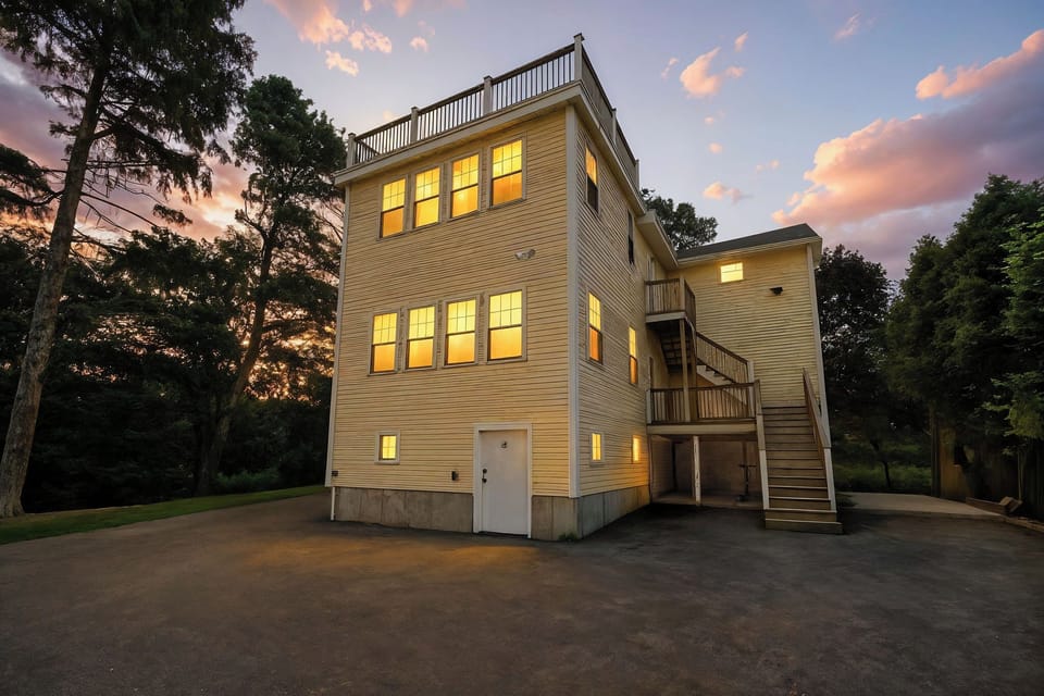 2 flights of stairs from the rear entrance