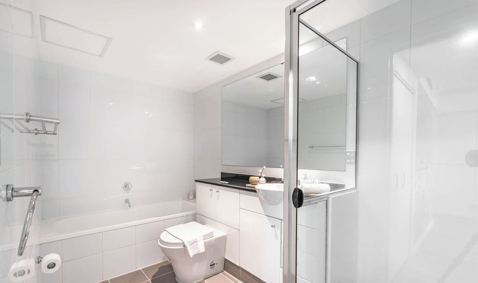 Clean bathroom with shower
