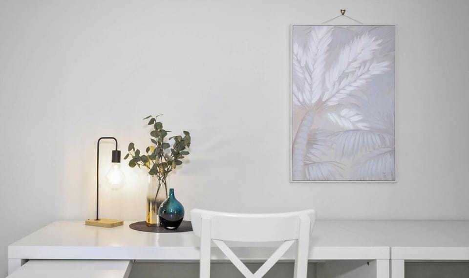 Comfortable workspace with desk and chair