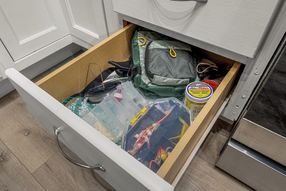 - Well stocked drawer includes handy tools and essentials for unexpected needs
- Find items like a flashlight set, repair supplies, or extras to keep things running
- Whether it’s a quick fix or a camping plan, you’ll be fully prepared here