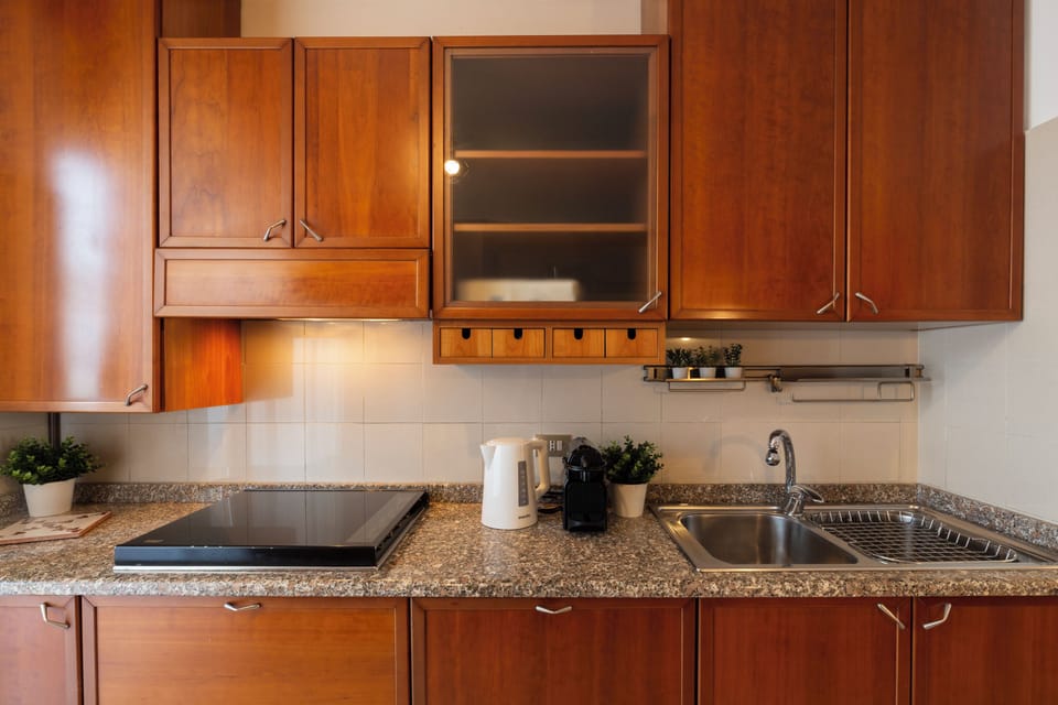 Comfort Apartment, Balcony, City View | Private kitchen | Full-size fridge, microwave, stovetop, dishwasher