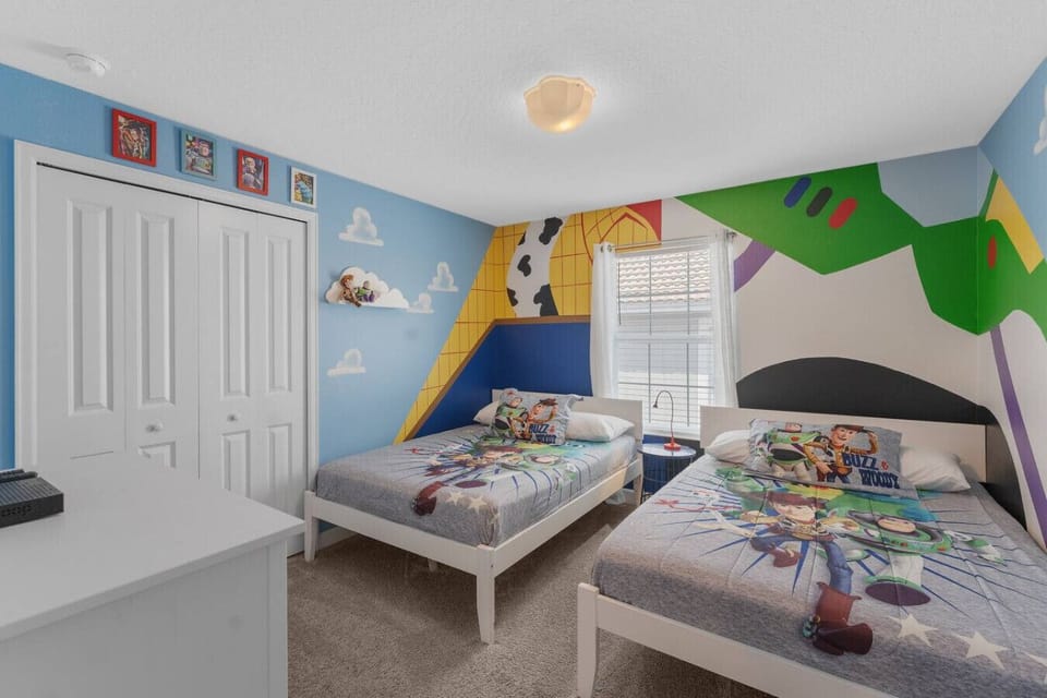 Bedroom on Second floor with 1 FULL bed and 1 TWIN bed.#Disney #Parks #kingdom #springs #StoreyLake #Apartment #Vacation #Rental #waterpark #Kissimmee #Orlando #universal #citywalk