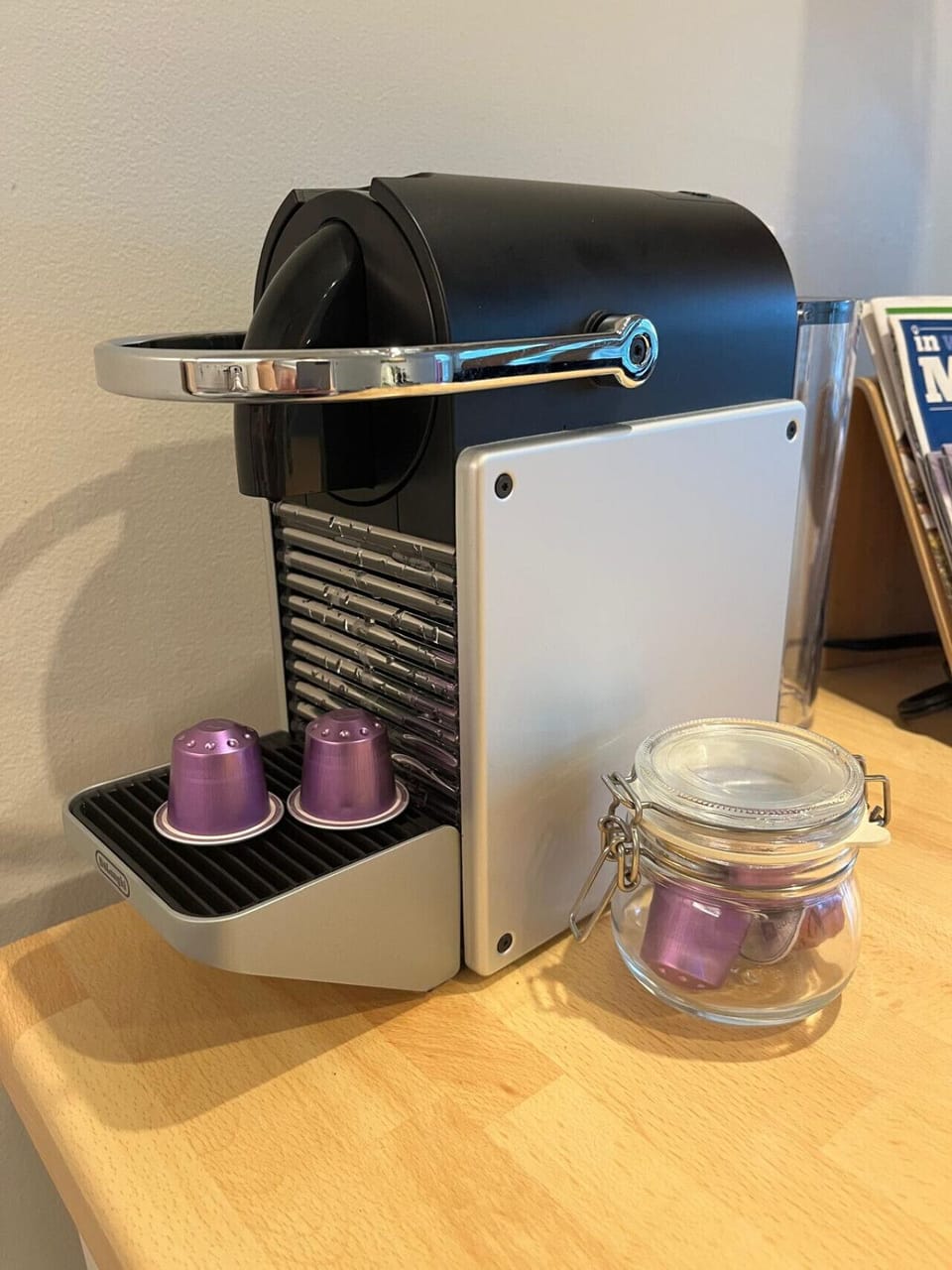 Nesspresso coffee maker with pods