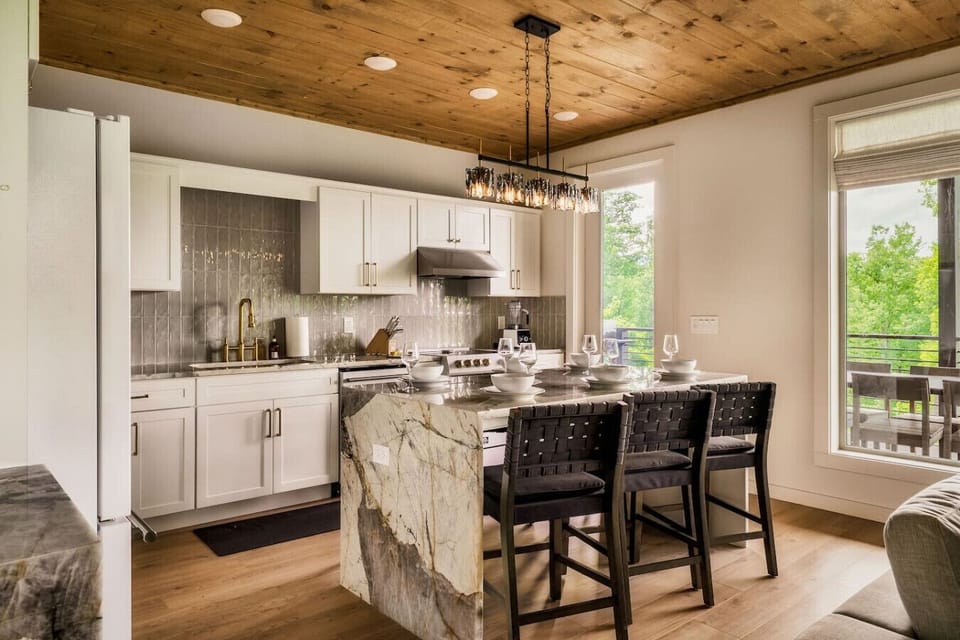 Large island that serves as the dining area!