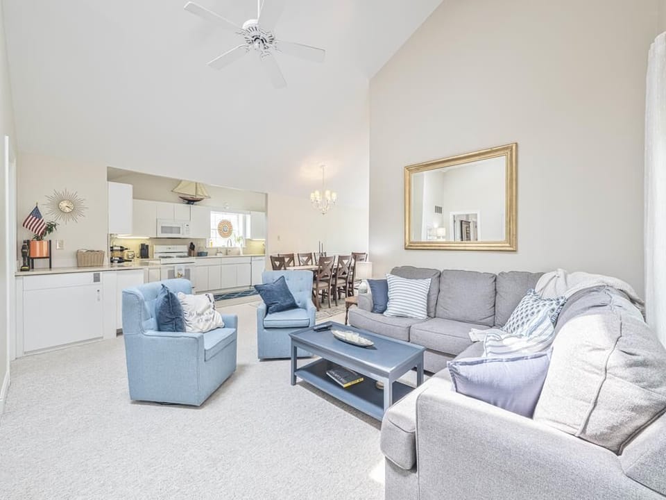 Another view of the open living area, showing how seamlessly the space flows for socializing.