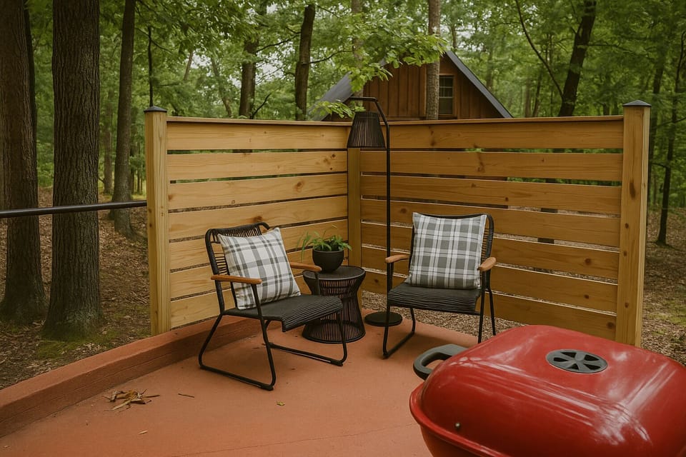 Enjoy cozy outdoor seating beside the hot tub, the perfect spot for wine nights, meaningful conversations, and relaxing after a full day of adventure.