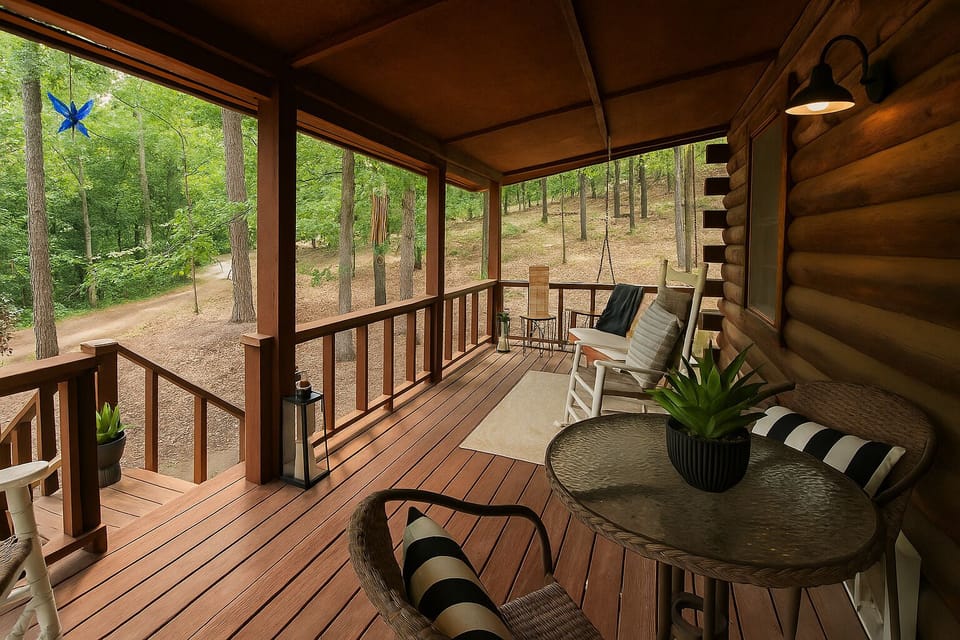 Our screened-in porch offers a bug-free way to soak up the forest air from the bistro set. It is a favorite spot for evening drinks and conversation after a long day of walking the hilly streets of downtown Eureka.