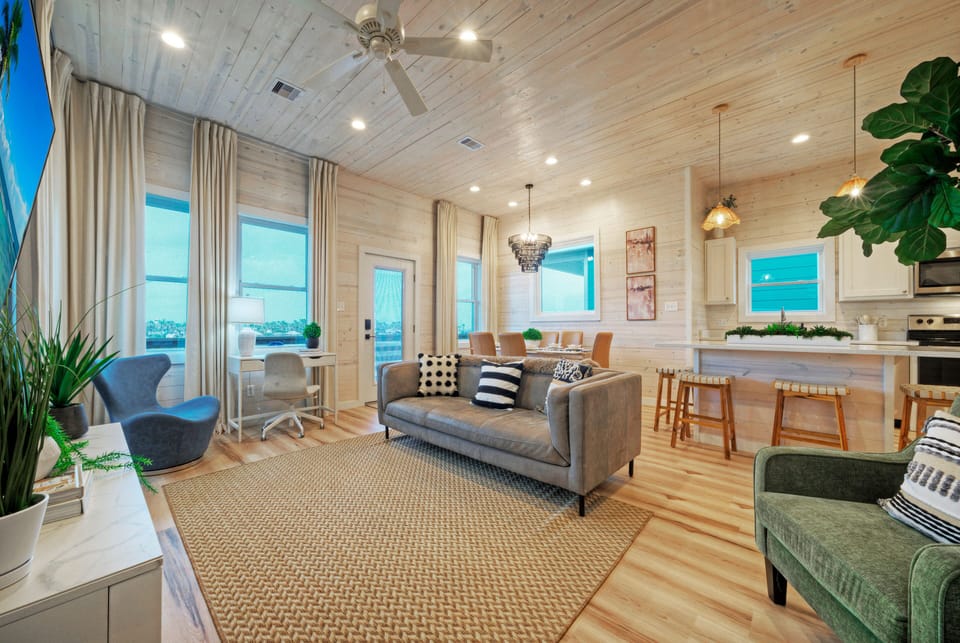 Bright and airy living space.