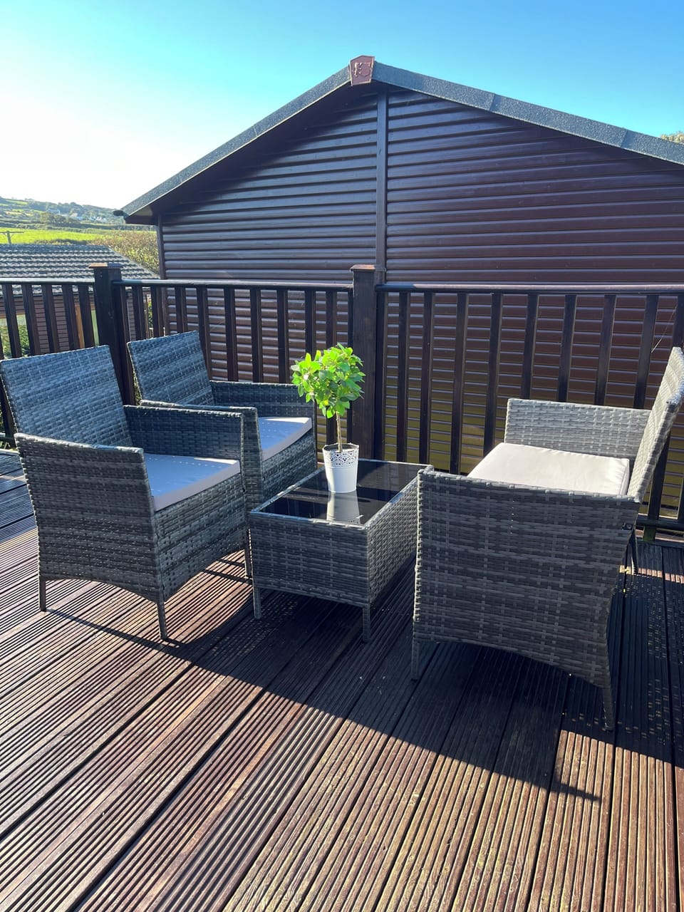 Outdoor seating to enjoy morning coffee or Outdoor seating on private deck