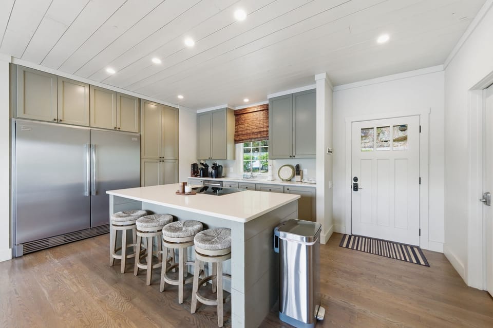 Large kitchen with extra large fridge