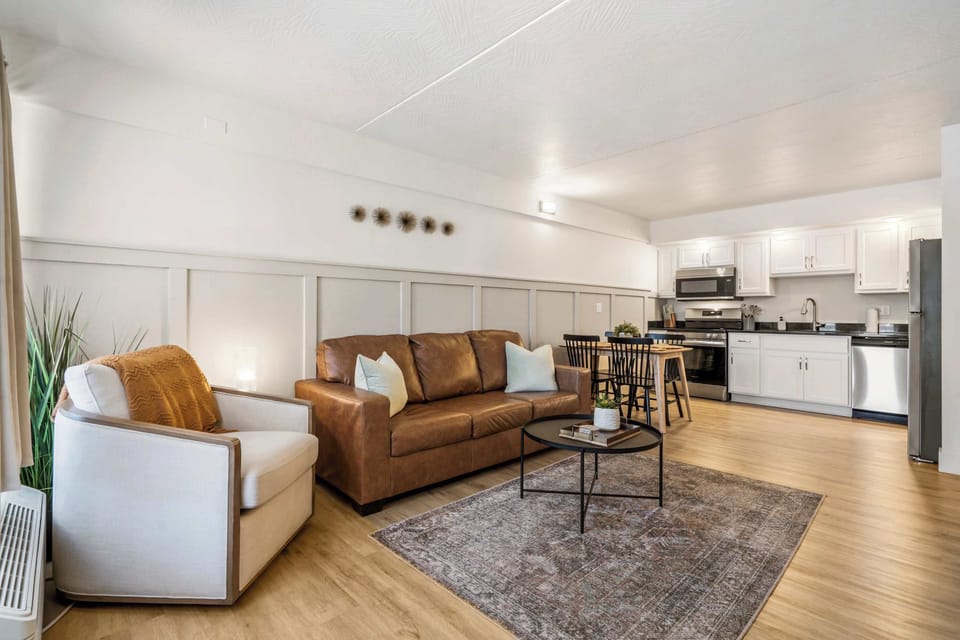 Curl up in the serene living room & stream your favorites on the smart TV