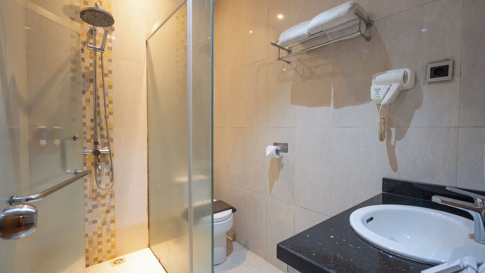 Family Suite | Bathroom | Shower, rainfall showerhead, free toiletries, hair dryer