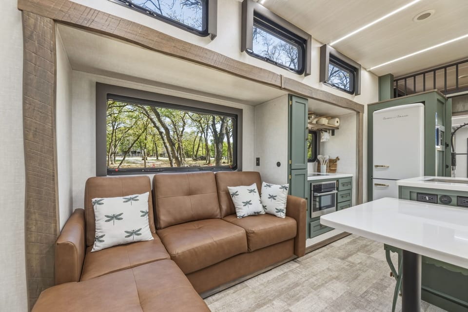 Seating and kitchen