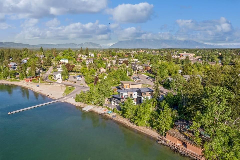Ariel view of waterfront home