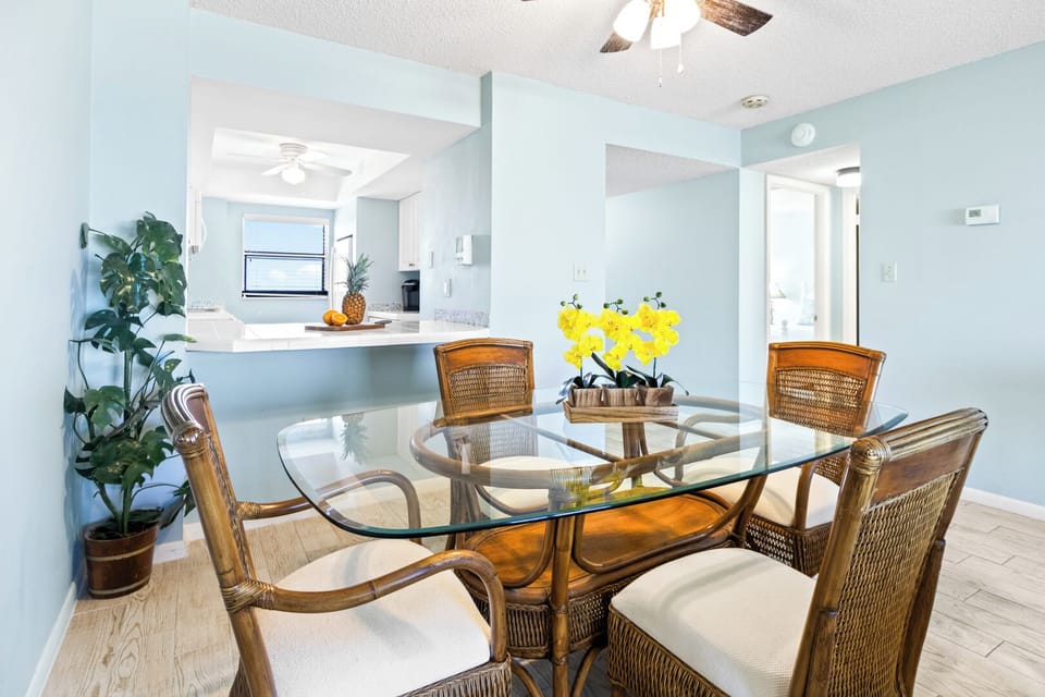 Dining table seats four