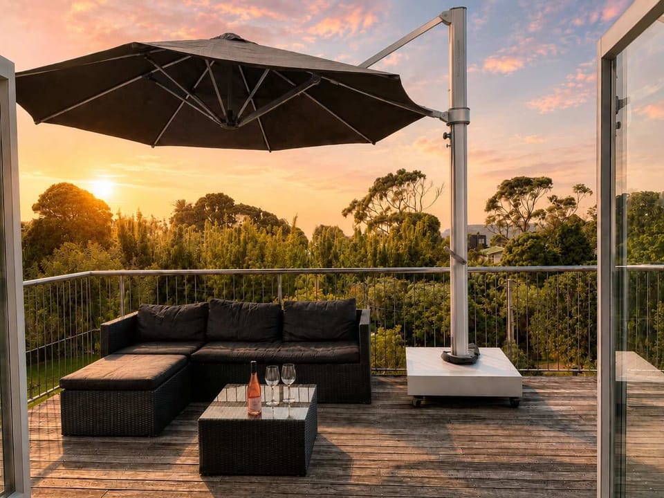 View from top balcony - Balcony leads onto bedroom with 2 single beds 