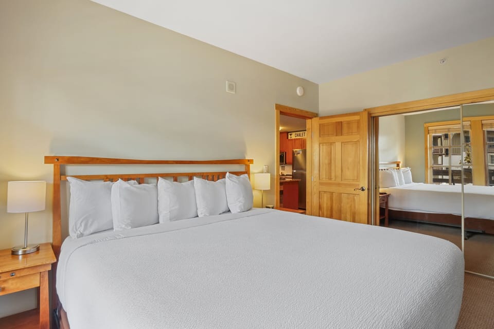 Indoors, Bed, Furniture, Lamp, Refrigerator