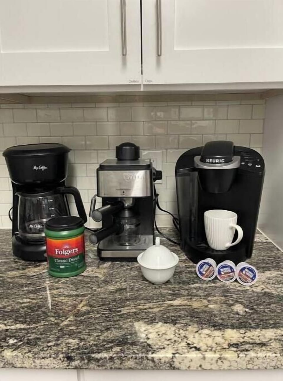 Brew your perfect caffeine fix with espresso, drip, and Keurig.