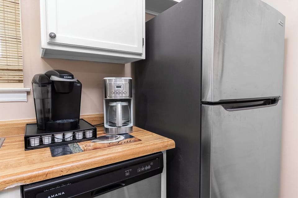 Drip coffee maker and Keurig provided for coffee to your liking!