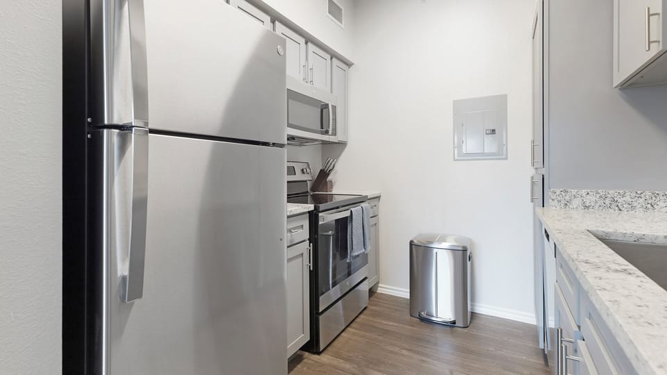 Apartment | Private kitchen | Full-size fridge, microwave, stovetop, dishwasher