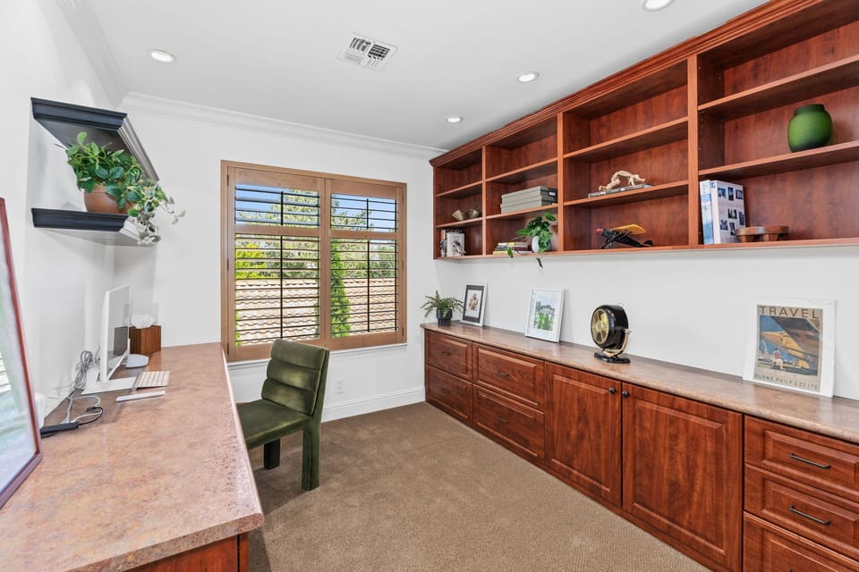 Office with two built in desks