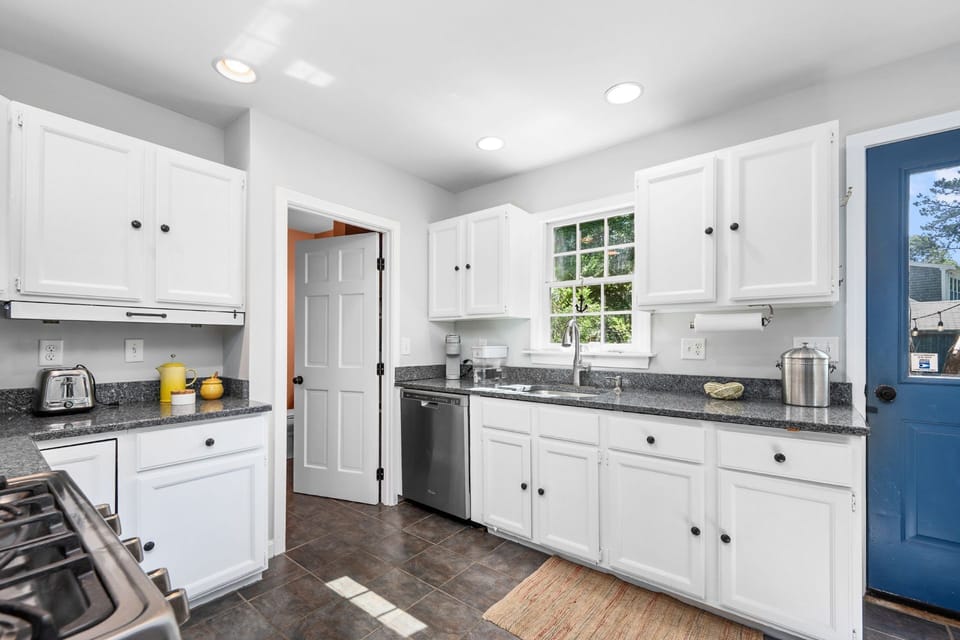 Kitchen with stainless steel appliances