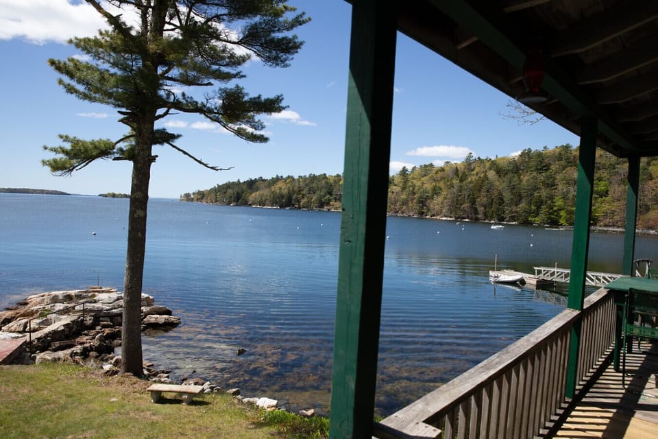 Beautiful view from the covered porch overlooking the bay