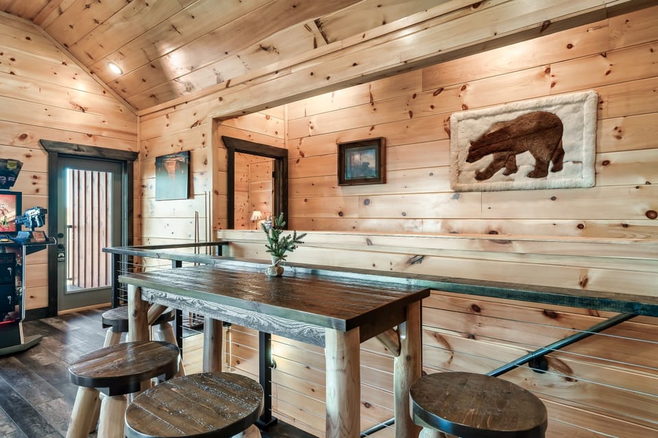 Barstool seating.