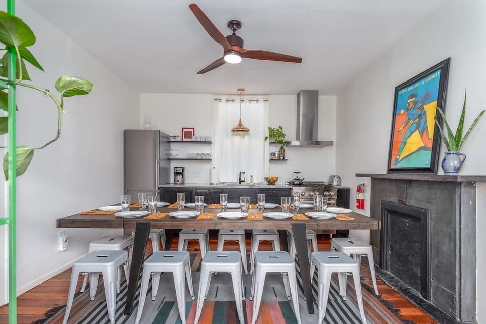 Fully equipped kitchen with everything you need to cook a meal and dining seating for 12 guests