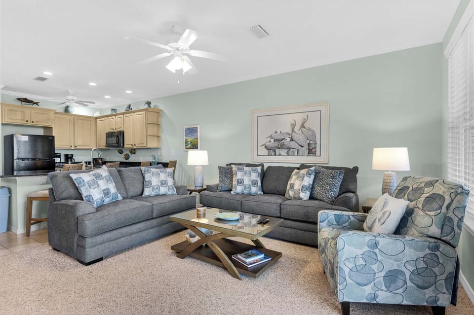 Living room has ample seating options