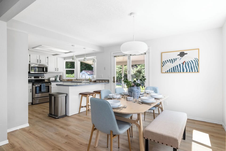 Large kitchen island with barstool seating