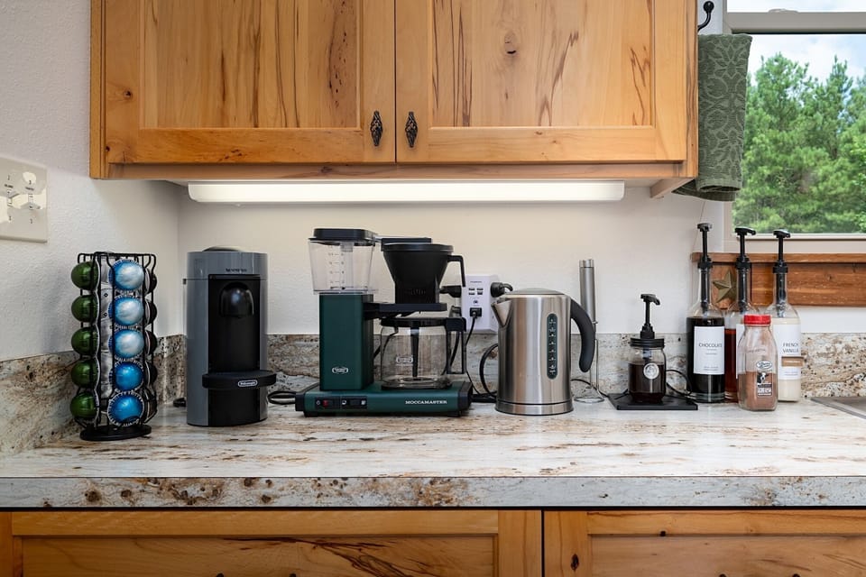 Enjoy espresso, Nespresso, pour-over, French press, fresh-ground coffee