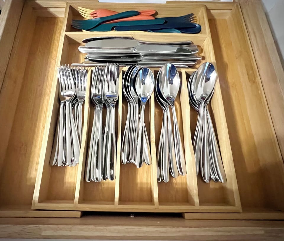 Enough silverware for everyone.  Plastic available for kids too. 