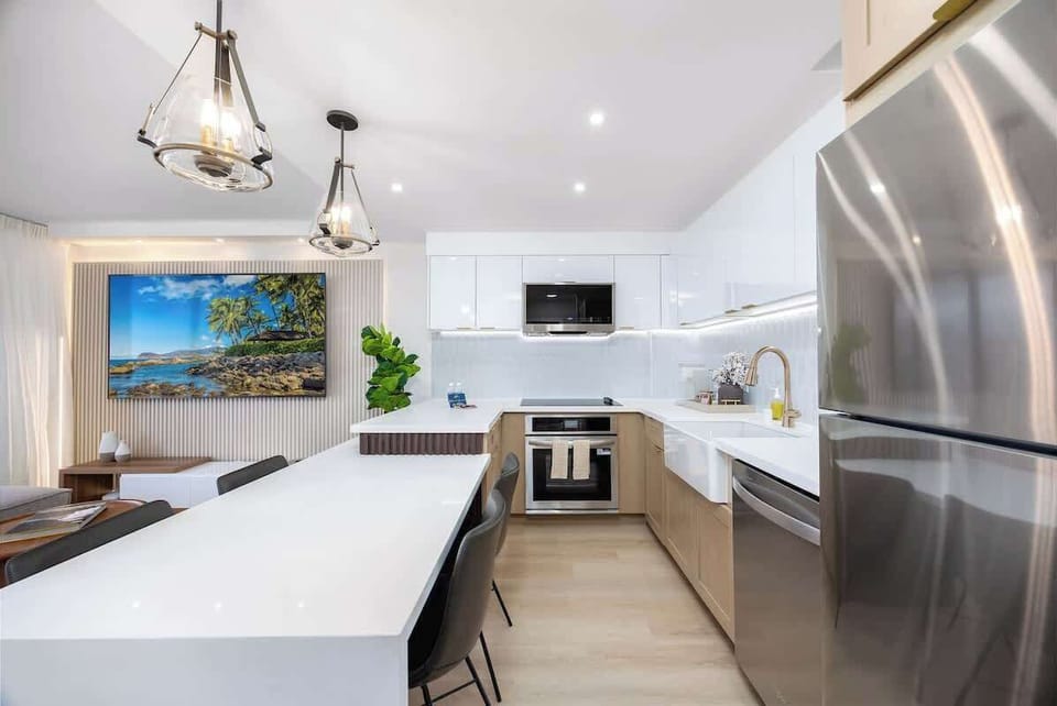 Prepare your favorite meals in your gourmet kitchen, complete with a full-sized refrigerator, oven, microwave, and dishwasher!