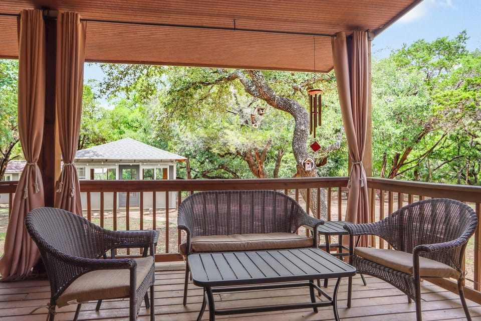 Conversational seating across the deck