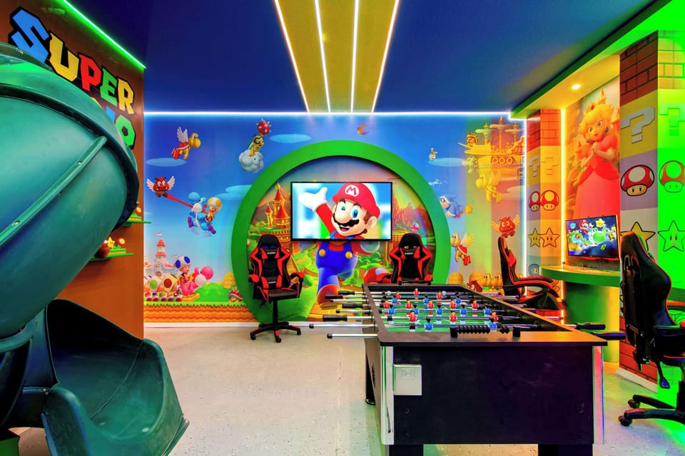 Console gaming, foosball, and fun in every corner