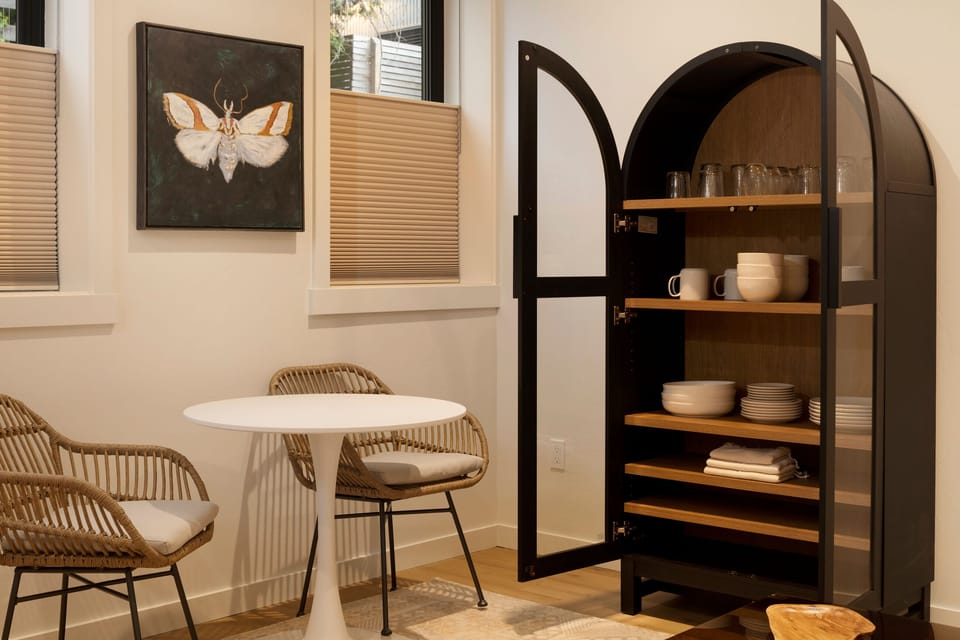 Dishes and bistro table