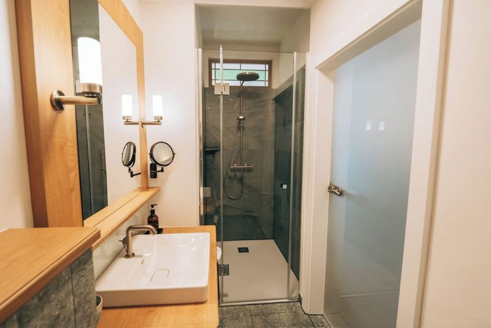 Double Room | Bathroom | Shower, hair dryer, towels