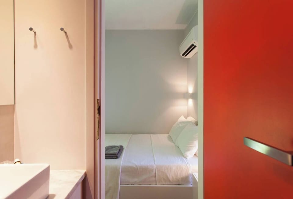 Double bed from bathroom