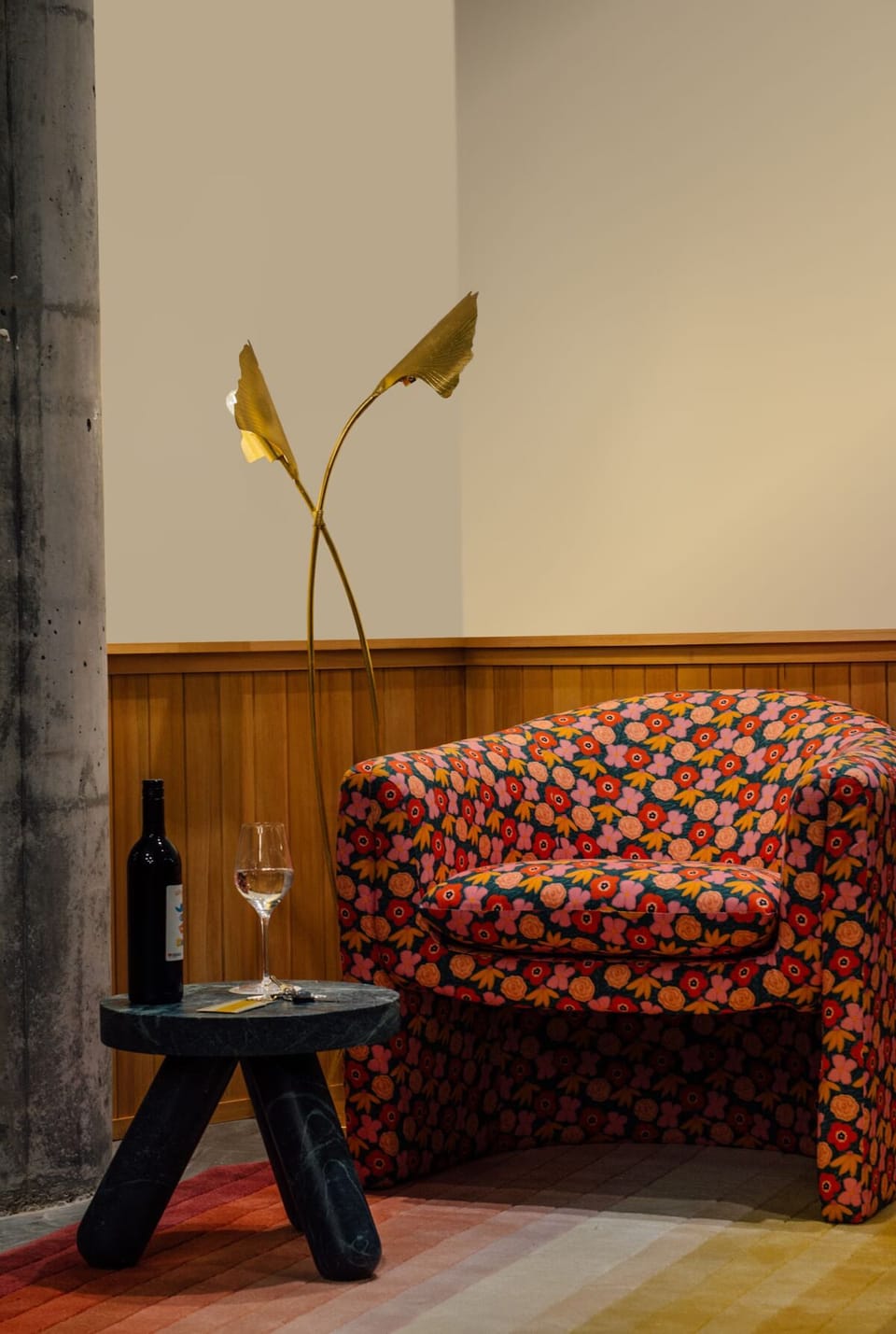 Pour a glass and sink into a velvet-soft reading corner.